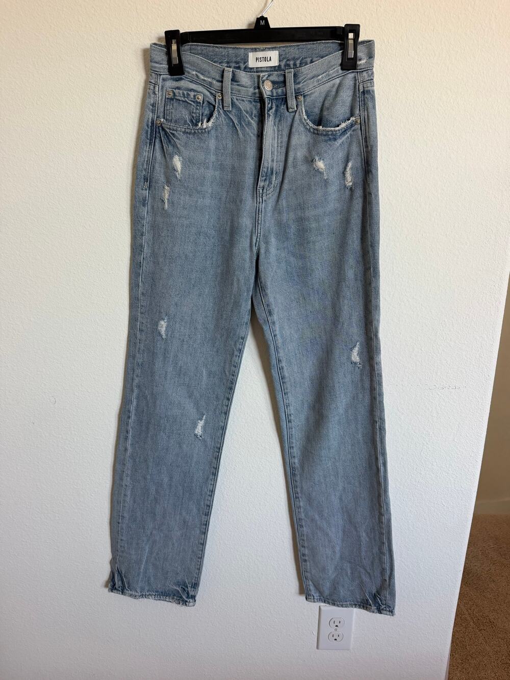 Pistola Straight Leg Distressed Light wash Jeans High Rise Size 25/2 Womens boho